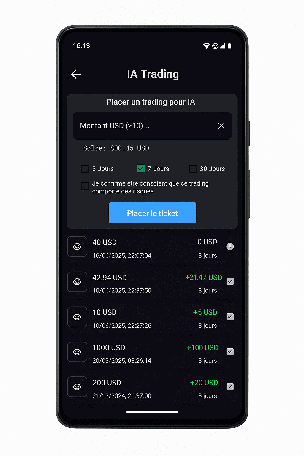 Bluecoin, IA Trading